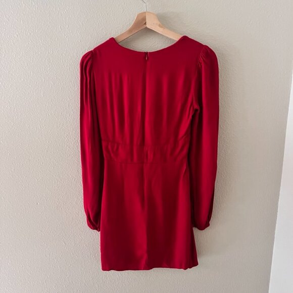 Reformation Valentine Red Sweetheart Chest Tie Mini Dress US 2 - Picture 7 of 7